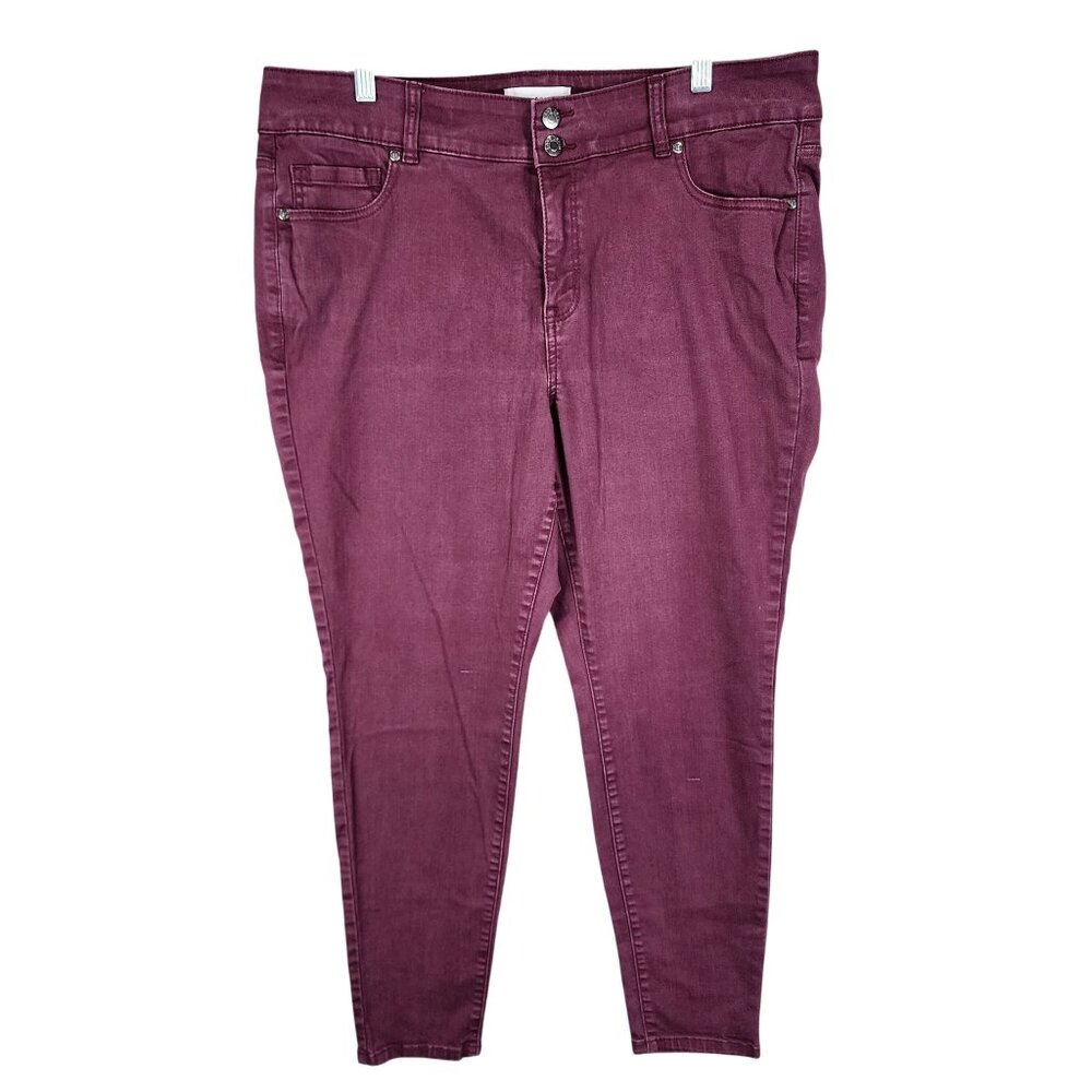 Womens Burgundy Lane Bryant Stretch Jeans Hi Rise Plus Size 18